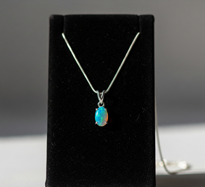 925 Sterling Silver Bohemian Style <b>Pendant</b> Natural Quality Ethiopian <b>Opal</b> Healing Crystal Stones 18K Bezel Setting Drop Shape - Product Image 6