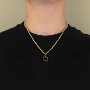 Collar con colgante de ónix azul de oro de 18 quilates, joyería para hombre, Colgante de Piedra hecho a mano, collar de oro elegante, regalo - Product Image 5