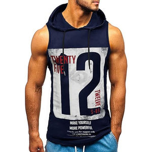 Meilleure vente hommes 100% coton Muscle débardeur sweat à capuche zippé Gym Singlet Cut sans manches Fitness porter tricoté pour la musculation - Product Image 1