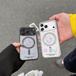 เคสโทรศัพท์แม่เหล็กสีสันสดใสสำหรับ iPhone 11 ถึง 17 Pro Max  วัสดุ TPU นิ่ม ลายดอกไม้สีขาว  สำหรับทุกเพศ - Product Image 2