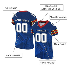Camisetas de fútbol americano personalizadas de alta calidad para hombres, ropa deportiva superior con nombre de equipo, número de estilo impreso, diseño personalizado - Product Image 3