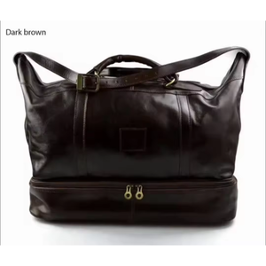 Explorer Genuine <b>Leather</b> Weekender Duffle <b>Bag</b> with Zipper Closure and Convenient Shoe Compartment - Product Image 3