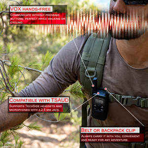 Radio TechSide TS-T3AUD+4 PMR446, 16 canaux, portée de 10 km, rechargeable par USB-C, lampe torche LED, 4 pièces - Product Image 6