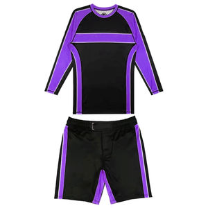 Combinaisons d'entraînement MMA BJJ personnalisées à manches courtes en spandex/polyester extensible Rash Guards & Shorts Séchage rapide Léger Durable - Product Image 2