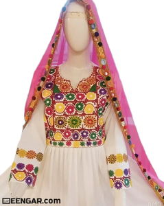 Elegante Vestido Afgano de Gasa para Mujer, Mangas Largas, Bordado Floral Intrincado, Cintura Natural, para Fiestas y Ocasiones Formales - Product Image 5