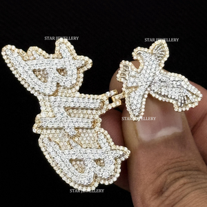 Pendentif rond brillant en diamant de laboratoire glacé en or 10 carats, personnalisé, unisexe, hip-hop - Product Image 3