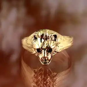 Anello zodiacale animale placcato in oro prepotente mitologia norvegese vichingo Bjarne Karhu la testa dell'orso Hiphop anello