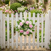 Guirlande de fleurs artificielles en rose, 37 cm, décoration en plastique pour mariage, Saint-Valentin, fête et vacances, décoration murale pour la maison, le jardin, la porte
