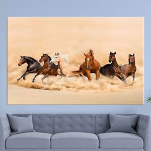 ผ้าใบพิมพ์ลายม้าวิ่งที่ทันสมัยสำหรับการตกแต่งห้องลอฟท์หรือเด็กผู้ชาย1P: ห่อด้วยแกลเลอรี - Product Image 1