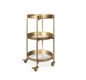 Carrito para servir alimentos con acabado plateado brillante Carrito para servir decorativo de acero inoxidable para el hogar y el hotel a precio mayorista - Product Image 3