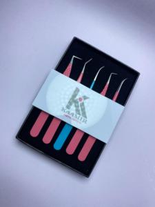 ชุดแหนบต่อขนตาสเตนเลสสีชมพู5ชิ้นแบบมืออาชีพชุดปลายแหลมที่แตกต่างกัน OEM - Product Image 2