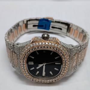 Diamond <b>Watch</b> Premium Luxury Hip Hop Mechanical Stainless Steel Customized Gold Plated <b>Black</b> Iced VVS Moissanite ETA Movement - Product Image 4