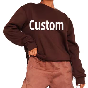 Venta al por mayor de mujeres personalizadas O-cuello sudadera Casual sólido patrón de tela de punto bordado logotipo en la parte delantera para el invierno - Product Image 6