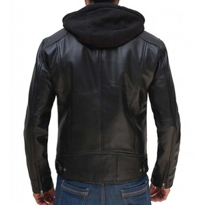 Logo personnalisé veste en cuir noir véritable de haute qualité pour hommes vêtements d'extérieur nouvelle veste de moto pour hommes - Product Image 4