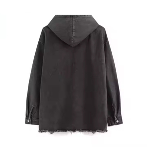 เสื้อฮู้ดผู้ชายผ้าฝ้าย 100% สำหรับฤดูหนาว ทรงปกติ สวมใส่สบาย อุ่น ทนทาน ล้างสีแบบแอซิดวอช พิมพ์ลายขาดๆ แบบดิสเทรส ผ้าฟลีซ - Product Image 4