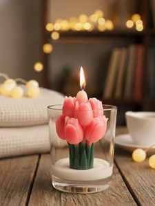 Handmade Creative Tulip Flower Glass Soy candle Tulip Bouquet Flower Customized Glass Candle Home <b>Decor</b> for <b>Valentines</b> gifts - Product Image 6