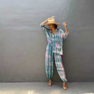 Moda Tie-Dye suave largo hecho a mano Kimono Set Plus Size Boho Night Dress con bolsillo tamaño libre para la playa o vacaciones - Product Image 5