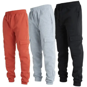 Pantalon de survêtement cargo en molleton lourd pour homme, pantalon baggy de sport, avec poches, taille plus, bas d'hiver actif avec coupe confortable - Product Image 1