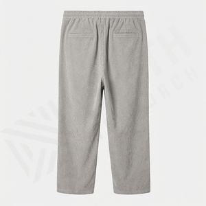 Pantalons en velours côtelé de couleur personnalisée avec cordon de serrage en bois verni, plis cousus, poche zippée dissimulée, vente en gros - Product Image 2