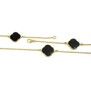 Collar de piedras preciosas de ónix negro chapado en oro al por mayor - Product Image 2