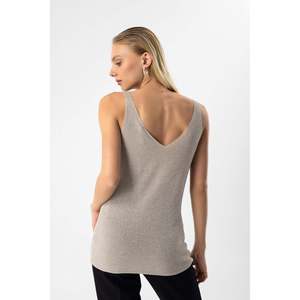 Casual Glittery Knitted Strap <b>Top</b> with Front Logo - Product Image 5