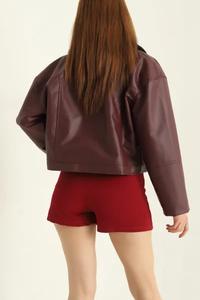 Vente en gros Contrôle de la taille personnalisée Veste décontractée en cuir véritable Automne Hiver Vestes en cuir pour femmes - Product Image 3