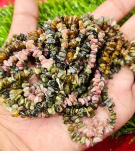 Listo para enviar, hebra larga de 38 pulgadas de cuentas de piedra multiturmalina pulidas naturales sin cortar, multiturmalina - Product Image 1