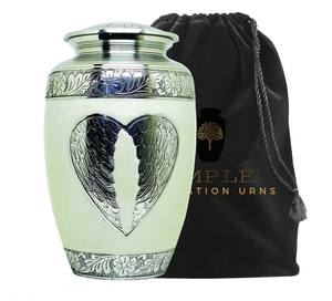 Urne funéraire blanche de style américain/européen, motif cœur argenté, capacité de 220 pouces cubes, écologique, durable, personnalisable pour - Product Image 2