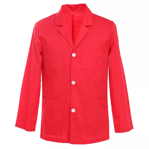Bata de Laboratorio Roja de Manga Larga KATBROS INDUSTRY, Uniforme de Hospital Unisex de Algodón y Poliéster con Botones y Bolsillos - Product Image 1