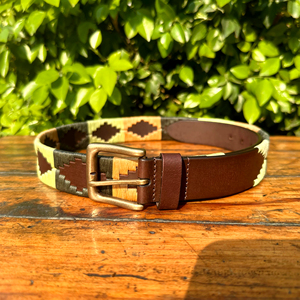 Ceinture Polo Unisexe Moutarde/Vert Foncé Boucle 100% Laiton Massif Qualité Premium Cuir de Buffle Durable Longueur Personnalisée 35MM - Product Image 2