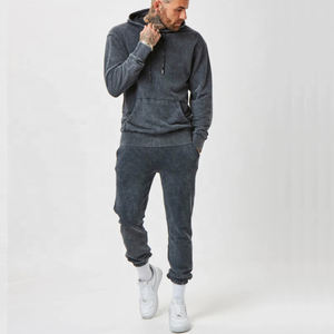 OEM Vêtements de sport vintage Pullover Stone Acid Wash Heavyweight Sweatshirt And Sweatpants Two Piece Jogger Set Men Unisex - Product Image 1