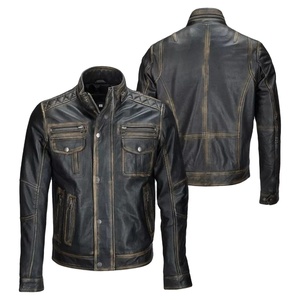 Veste en cuir pour homme, style motard, tendance printemps-automne-hiver, veste en cuir de luxe pour homme - Product Image 1