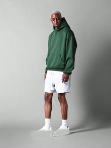 Sweat à capuche surdimensionné 100% coton vert pull à épaules tombantes épais 500GSM Heavy Blank respirant séchage rapide sweats à capuche thermiques - Product Image 5