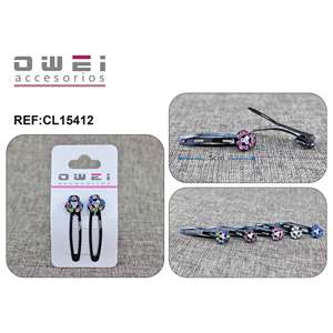 Estilo europeo 4,5 cm BB Clip CRISTAL12u/c Garra para el cabello Decoración para el cabello para niñas Hecho Metal Aleación de cristal Cabello de calidad premium - Product Image 1