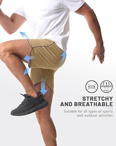 กางเกงขาสั้นกีฬาสำหรับผู้ชายมีซับในและกระเป๋าสำหรับใส่ไปยิมวิ่งออกกำลังกายกลางแจ้ง - Product Image 2