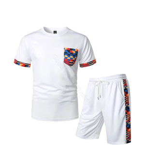 Conjunto de pantalones cortos y camisa de entrenamiento tejido de secado rápido para gimnasio Fitness deporte cintura elástica camuflaje pantalones cortos para correr para hombres - Product Image 1