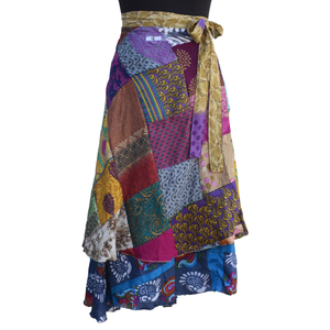 Wrap Skirt Vintage Style Boho Stylish Multi-Color Silk with <b>Waist</b> Logo and <b>Belt</b> Decoration <b>Plus</b> <b>Size</b> for Women and Girls - Product Image 2