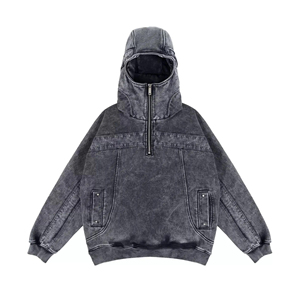 Venta al por mayor personalizado 100% algodón 1/4 cuarto cremallera gota hombro Sudadera con capucha de gran tamaño vintage lavado serigrafía 6XL pantalones de chándal - Product Image 1