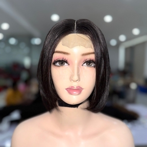 Couleur noire Bob usine prix de gros 100% vietnamien perruque de cheveux humains avant perruque de dentelle 2025 - Product Image 2