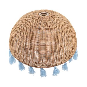 Pantalla de ratán de diseño antiguo con borlas, estilo asiático rústico moderno, artesanos vietnamitas tejidos a mano, decoración del hogar, cubierta de lámpara al por mayor - Product Image 2