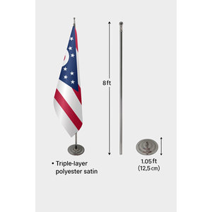 Drapeau de fanion d'intérieur personnalisé 3x5 pieds Ohio, impression numérique sur matériaux en soie, coton, nylon, plastique, logo personnalisé, aluminium - Product Image 6