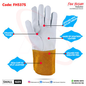 ถุงมือเชื่อมหนังแพะแท้ TIG, ถุงมือป้องกันความร้อนทนทานต่อการเผาไหม้ที่มีการป้องกันสูงสุดไม่เป็นเส้นตรงนิ้วหัวแม่มือ - Product Image 2