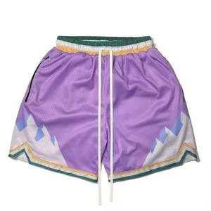 Buker Custom Drawstring Summer Plus Size <b>Men'S</b> Polyester All Over Logo Printed Above the Knee Mesh <b>Shorts</b> - Product Image 1