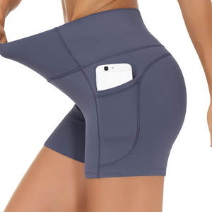 Shorts Deportivos Personalizados Transpirables de Color Sólido con Cintura Elástica y Bolsillo, Leggings y Shorts de Yoga de Alta Calidad para Mujer - Product Image 4