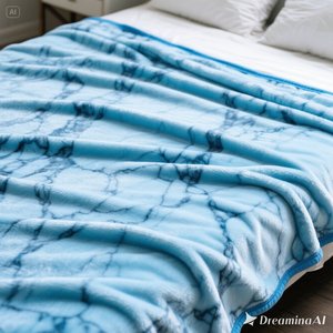 Manta de lana suave de lujo Diseño de mármol azul claro acogedor Tamaño único - Product Image 2