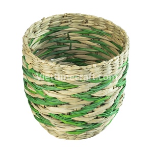 Set of 3 Multifunctional <b>Stainless</b> <b>Steel</b> Seagrass Storage Baskets Multicolor Sedge <b>Bin</b> Planter Vietnam Wholesale - Product Image 4