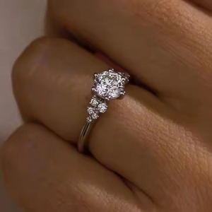 Anillo de compromiso de oro sólido de 14 quilates para mujer con forma de diamante cortado de 2,25 CT y joyería fina de 10 piedras para Promise Propose - Product Image 3