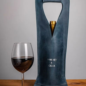 Leather <b>Wine</b> <b>Bag</b> Personalized Leather Caddy Handmade Holder Custom Sleeve <b>Wine</b> Accessories Housewarming Gifts LEB-0041 - Product Image 1