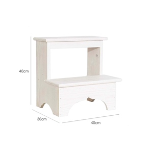 Sgabello in Legno con Finitura Bianca WELL HOME 40x30x40 cm, Eleganti Sgabelli e Pouf - Product Image 3