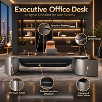 Bureau de direction de luxe moderne pour PDG et managers avec armoire latérale et grand plateau de travail